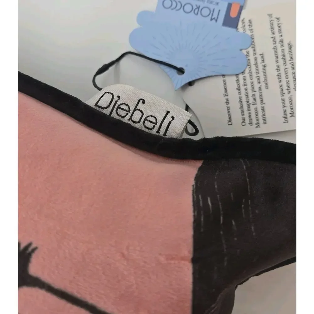 Djebeli NEW Pink Black Palm Tree Pillow 100% Duck Feather Filling MORROCO Modern